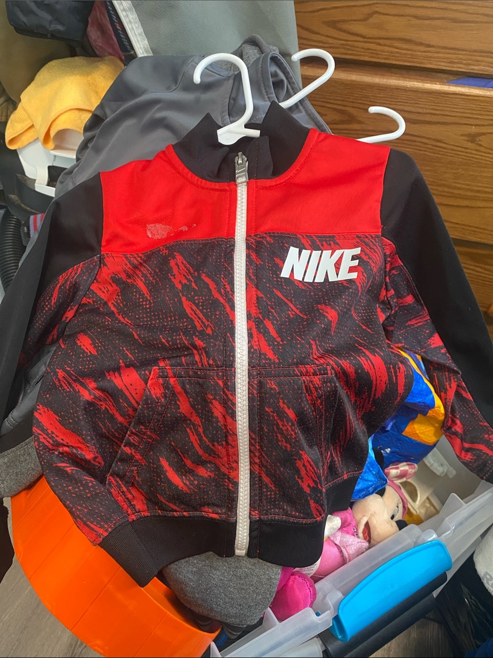 Nike Red and Black Boys Zip-Up Track Jacket